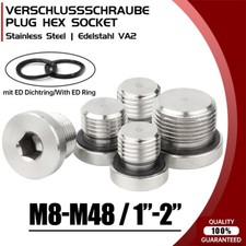 BSP Hydraulic Socket Blanking Plug 304 Stainless Countersunk End Plug Hex Socket