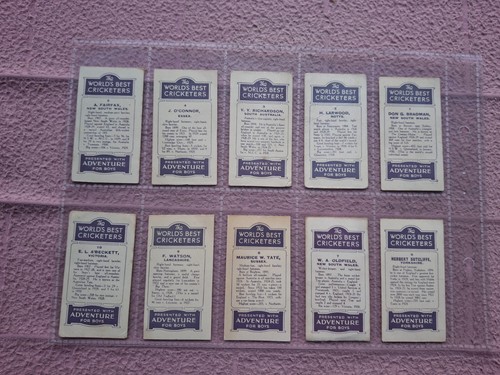 COMPLETE SET - DC THOMSON - WORLDS BEST CRICKETERS 1930 MAUVE ( DONALD BRADMAN ) - Picture 5 of 11