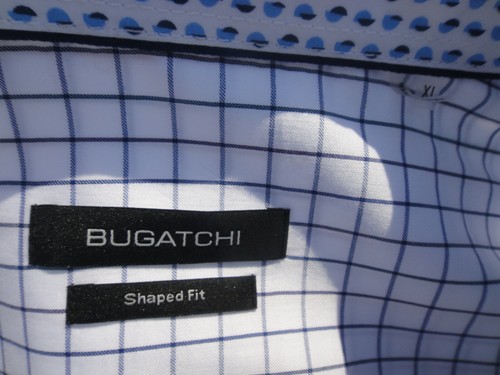 Bugatchi L/S Navy Grid on White Smooth, Contrast Inner Cuff 100% Cotton Shirt XL - Bild 3 von 12