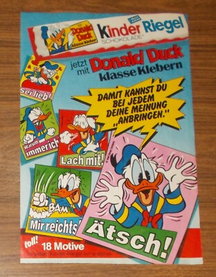 Rare Advertising Ferrero Kids Bars DONALD DUCK CLASS GLUE 1987