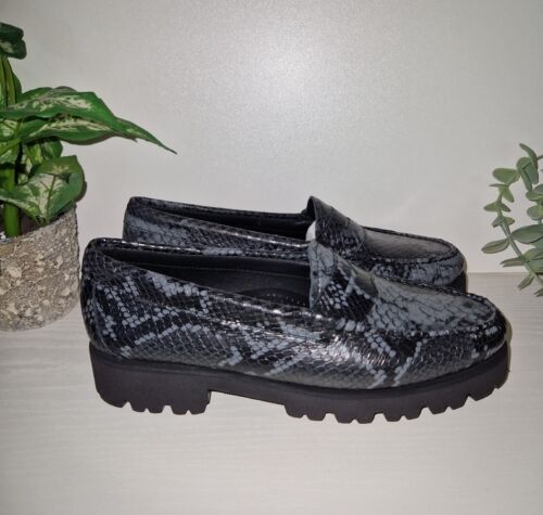 Women's G.H. BASS Weejuns 90 Penny Exotic Snakeskin Loafers. UK Size 4 - Afbeelding 1 van 12
