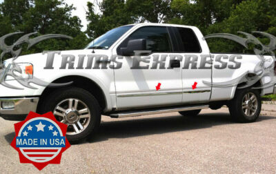 2015-2020 Ford F-150 Super/Extended Cab 4Pc Flat Chrome Body Side Molding 2''