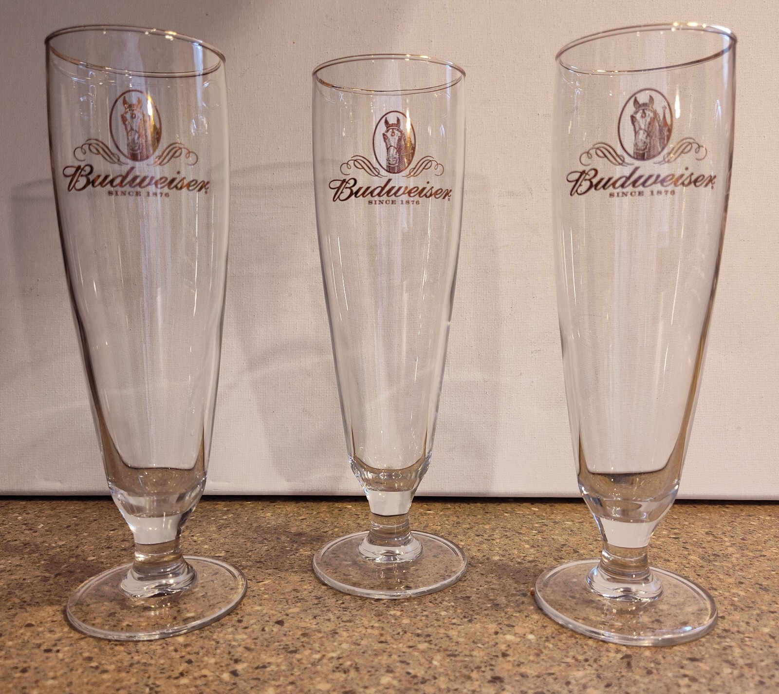 Vintage Budweiser Beer Pilsner Glass Millennium Gold Rim Beer Glass Set
