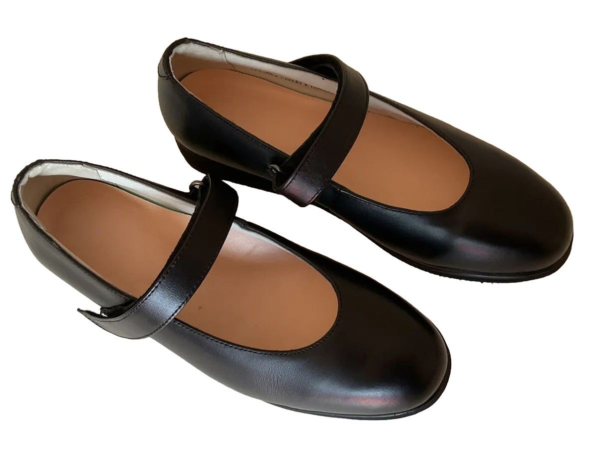 NEW- MT EMEY WOMENS MARY JANE COMFORT SHOES,LEATHER, SIZE (D WIDE)  BLACK
