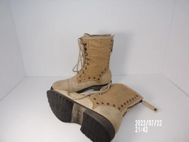 Botas de combate Roxy para mujer de lona tostada con cremallera trasera talla 10 tachonadas Foto 4 de 4