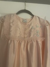 Grandmacore Vintage Eve Stillman Soft Pink Nightgown Satin Lace Flowers