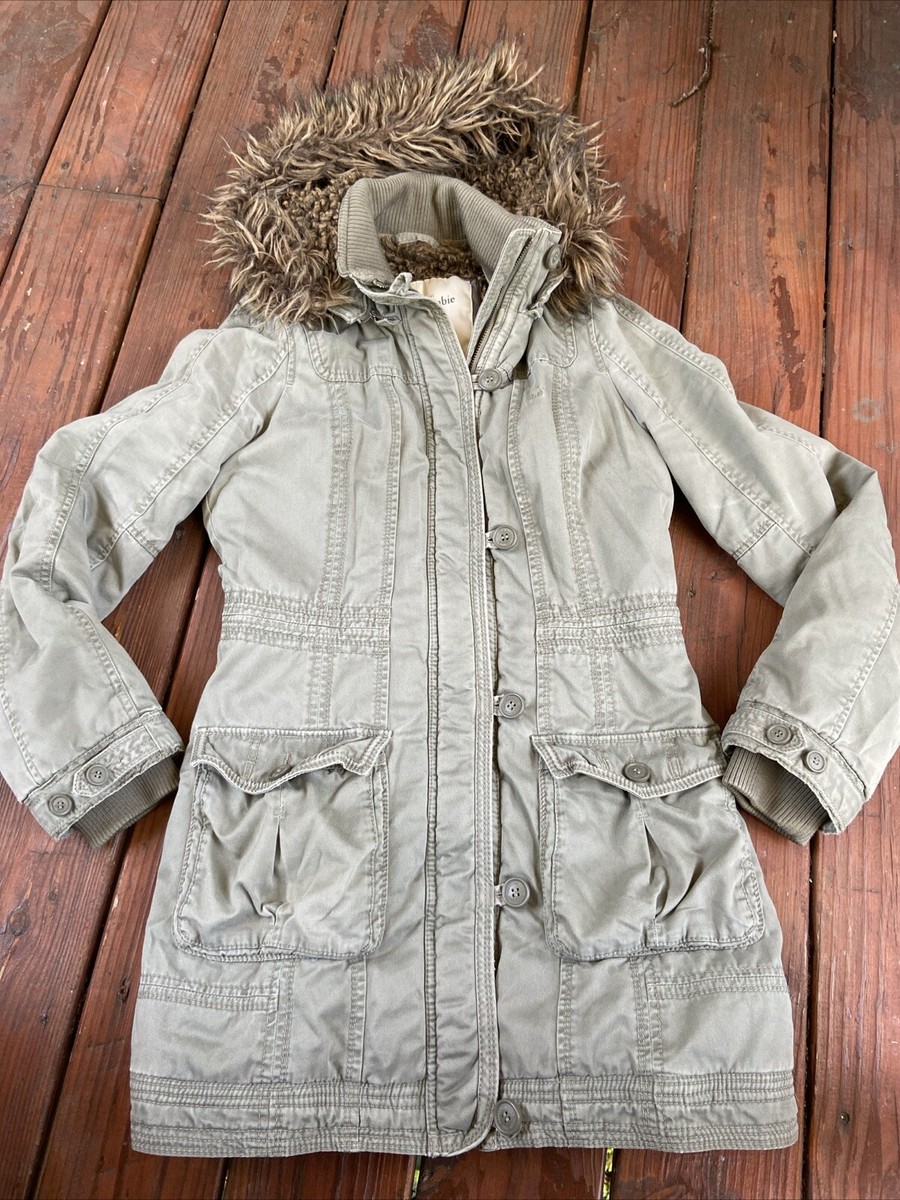 Abercrombie & Fitch Jacket Womens Medium Faux Fur Lining Green | eBay