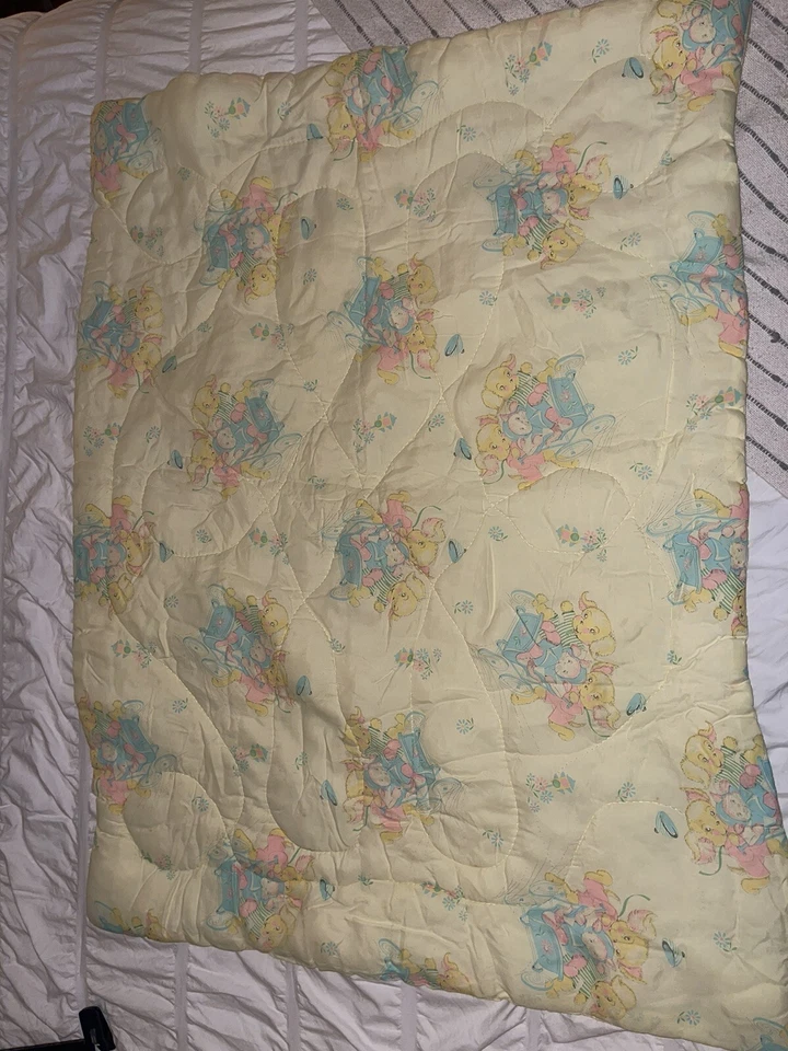 Manta de bebé de colección edredón edredón cuna sedoso perro cachorro estampado amarillo Foto 3 de 3