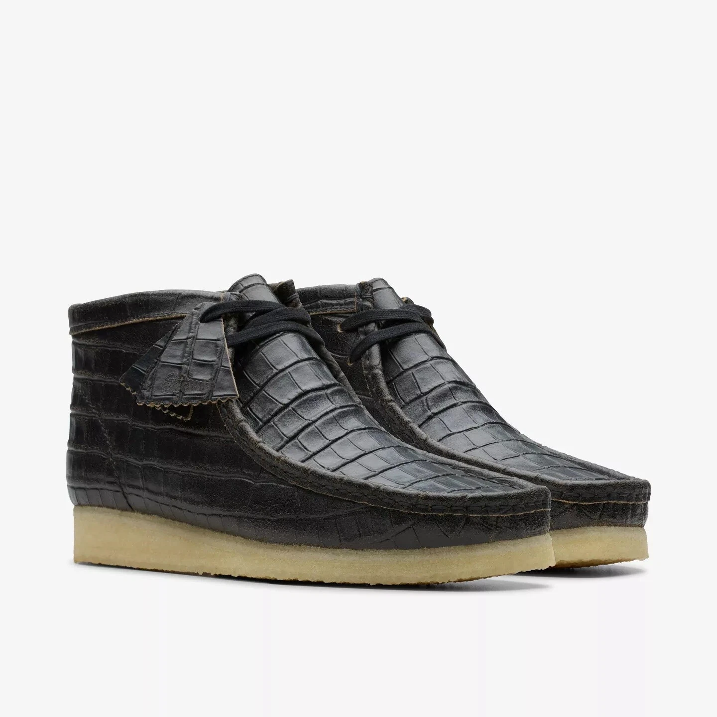 NEW Men Clarks Wallabee Original Black Crocodile Distress Limited Edition shoes