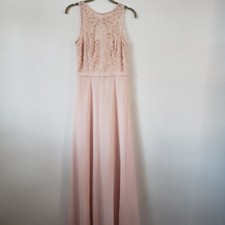 Bill Levkoff Sz 4 A-Line Dress Petal Pink Sleeveles Lace Chiffon Lined Open Back