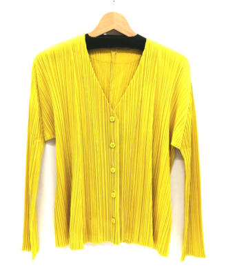 ISSEY MIYAKE PLEATS PLEASE Yellow L size pleated cardigan | eBay
