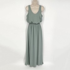 Show Me Your MuMu Kendall Maxi Dress Sz S Silver Sage Green Split Skirt Lined