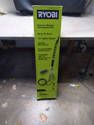 #ad RYOBI 18 ft. Telescoping Pressure Washer Extension Pole with Brush $79.99