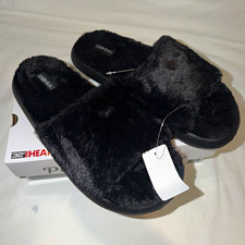 32 Degrees HEAT Plush Cushion Slide Slippers Black EVA Cushion W11 XL