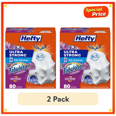 Hefty Ultra Strong 13 Gallon Kitchen Trash Bags Fabuloso Lavender Scent 160Count