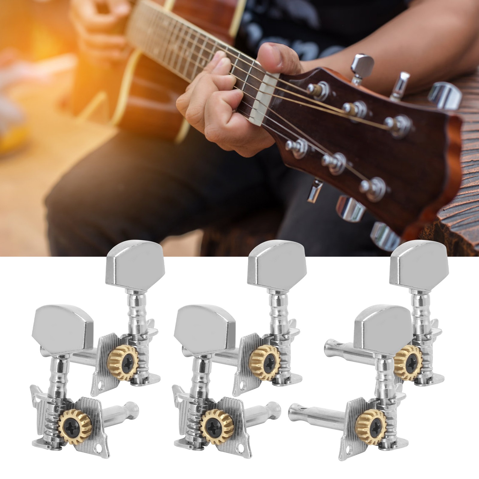 Guitar Tuning Pegs Keys Locking Tuners Machine Heads Silver Replacement Part BAJ