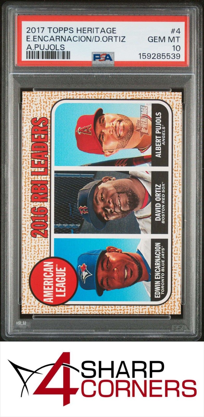 2017 TOPPS HERITAGE #4 DAVID ORTIZ-ALBERT PUJOLS PSA 10