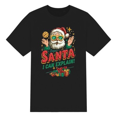 Lustiges Weihnachtsmann-T-Shirt 100 % Baumwolle Rundhals Unisex Urlaub Erwachsene Tee kann ich erklären