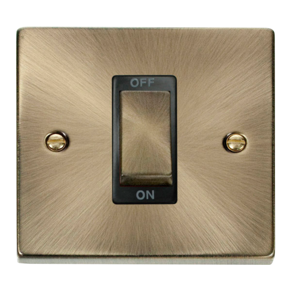 Click Scolmore Deco Switch 1 Gang 45A 2 Pole Antique Brass - VPAB500BK