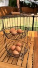 2-Tier Round Metal Wire Basket Stand w/ Wood Handle, Farmhouse Style — photo 1