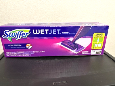 #ad Swiffer Wet Jet Purple NEW IN BOX 5 Mopping Pads 1 Floor Cleaner 4 AA Batteries $21.00