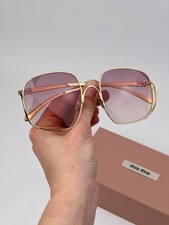 Miu Miu Women Sunglasses Gold Pink Gradient Square MUA57S 5AK40S NEW AUTHENTIC