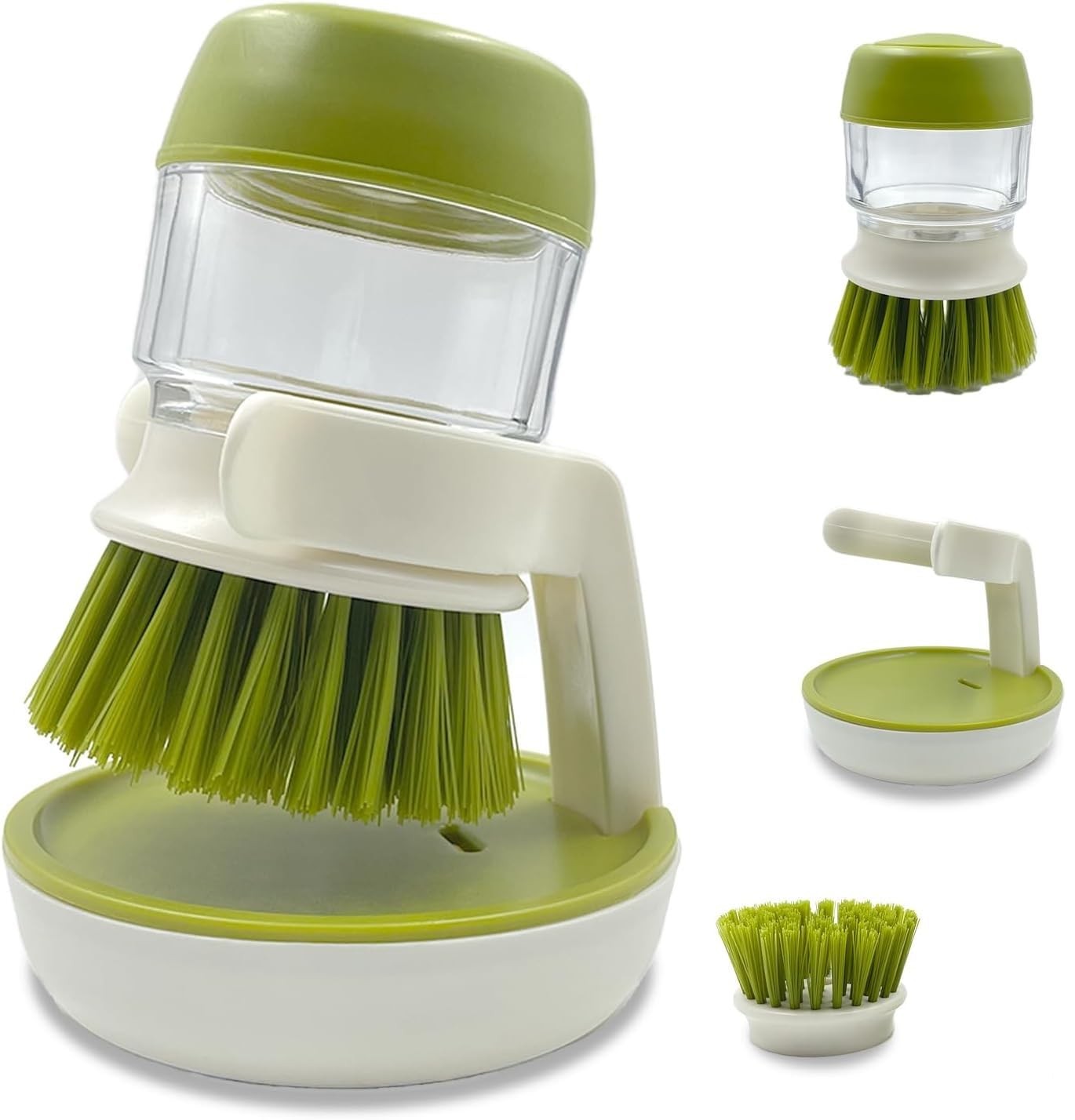 Soap Dispenser Palm Dish Brush with Storage Bracket – Drainage Base, Easy-to-...-image