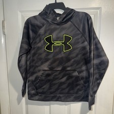 Under Armour Storm Hoodie Boys Black Grey Long Sleeve Pullover Size Youth L