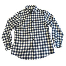 Men  s Flannel Shirt Size Medium Soft Blue / White Plaid Performance Button Down
