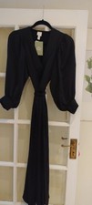 H&M Black satin type wrap style dress size 12 New