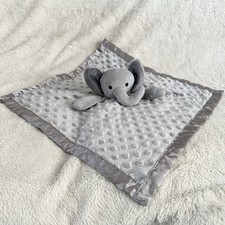 Gray Elephant Lovey Security Blankie Baby Blanket Soothing Toy 16  Minky