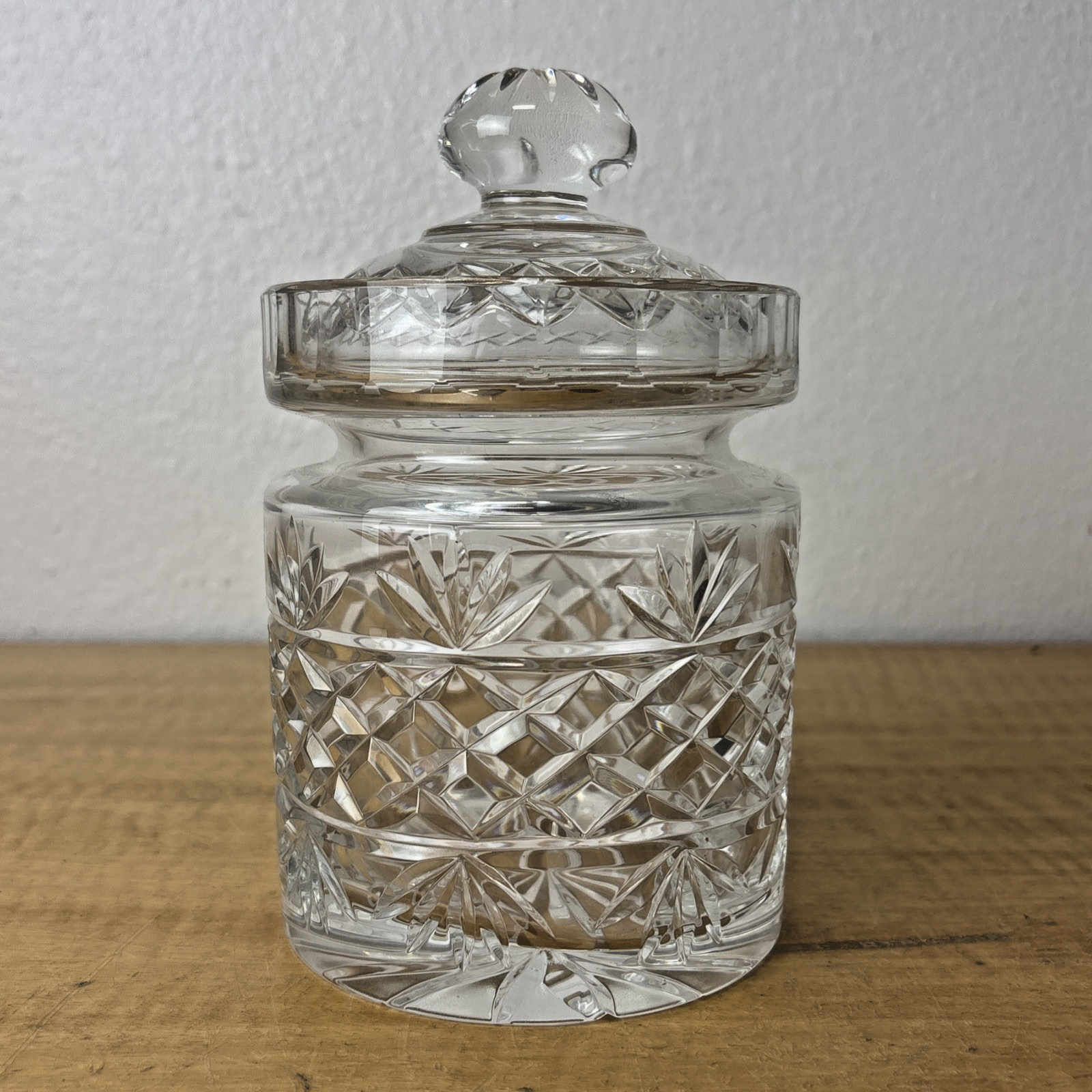 24% Lead Crystal Hand Cut Made in Poland Glass Jar with Lid Pineapple Design