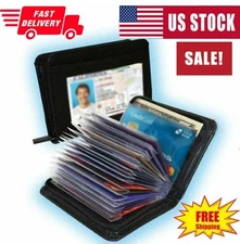 Lock Wallet Slim RFID Credit Card holder Leather Secure Blocking