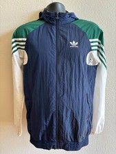 Adidas Skateboarding Full Zip Windbreaker Mens Small Blue Green Plaid Preppy EUC