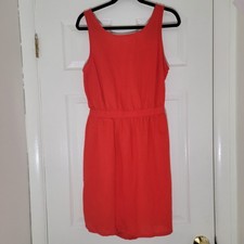 GAP Linen Blend Tie Open Back Red Knee Length Dress With Pockets Size M