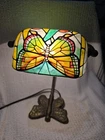 Vintage Butterfly Tiffany Style Desk Lamp Stained Glass Look Works With Bulb