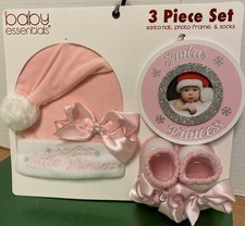 Three piece Santa  s little princess pink photo frame socks baby essentials new