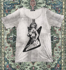 Hysteric Glamour Grey Graphic Tee Guitar Girl Japanese Designer Y2K Top