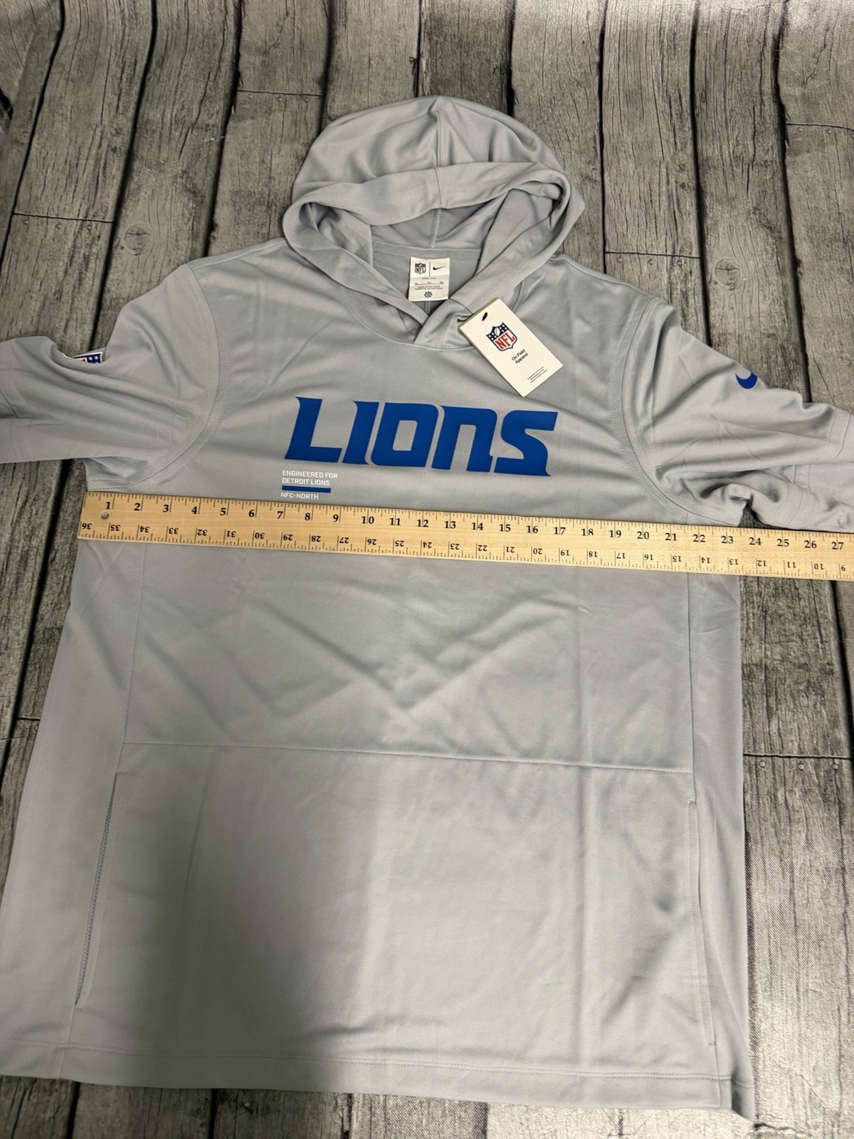 NWT Men’s Nike Detroit Lions Pure Fury Sideline LW Dri Fit Hoodie XL Grey thumbnail 10