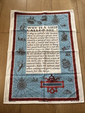 NWOT—WHY IS A SHIP CALLED SHE?— LINEN BLEND TOWEL KITCHEN BAR NAUTICAL BOAT TIME