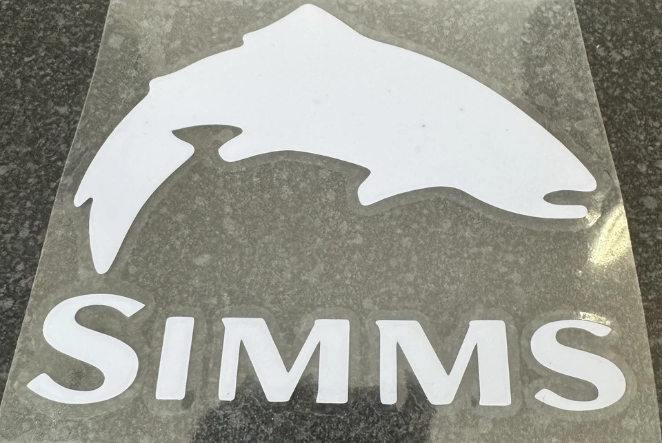 SIMMS LICENSED LOGO FLY FISHING LOGO STICKER 10 X 8cm Fly Box, Car Windscreen - Image 2 of 2