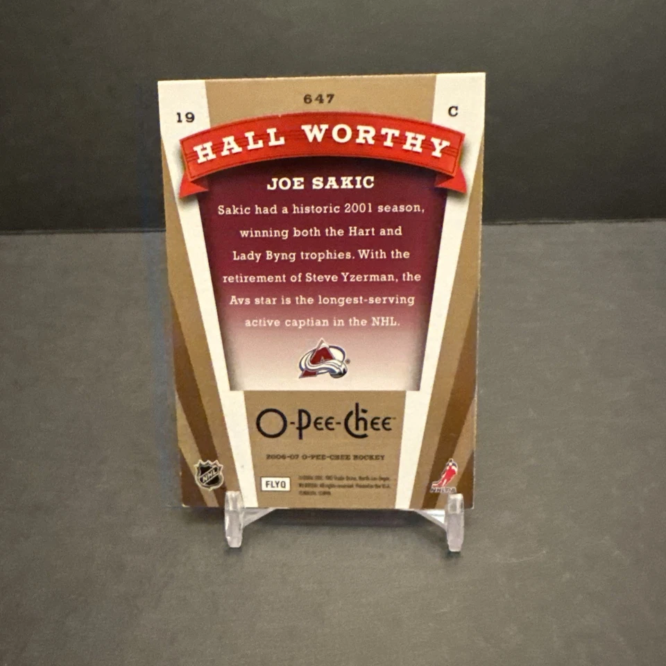 2006-07 O-Pee-Chee HALL WORTHY Hockey #647 Joe Sakic EX/NM - Image 2 of 2