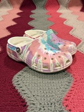 Crocs Classic Clogs Shoes Slip On Pastel Rainbow Tie Dye Women's Size 6 Men 4