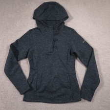 Columbia Fleece Pullover Hoodie Knit Women's Small Heathered Green Button Loop