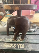 Vintage Hand Carved solid wooden elephant side table