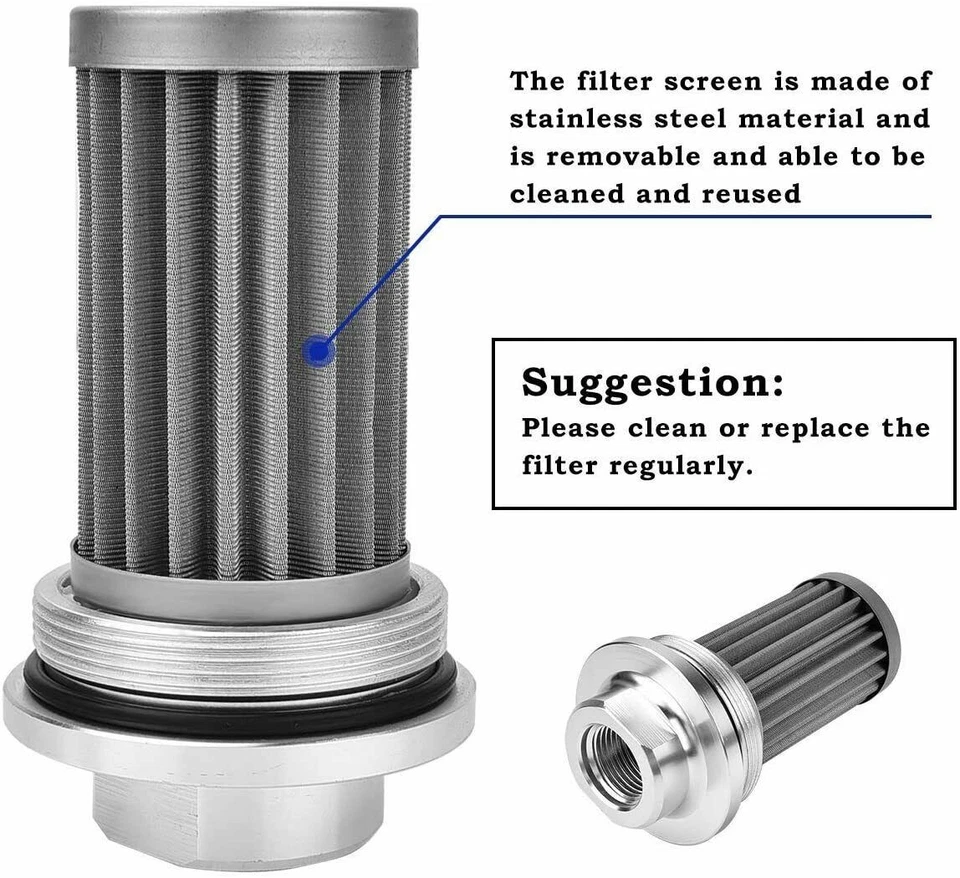 58mm Inline Fuel Filter AN6 AN8 AN10 100 Micron Reusable Element Universal E85 - Imagem 2 de 4