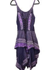 Boho Purple Corset Handkerchief Hem Dress Free Size Asymmetrical Whimsigoth