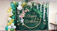 Happy Birthday cloth sign backdrop with balloons 8' x 10' party