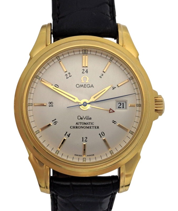 Omega DeVille 18k Gold GMT Automatic Chronometer 4633.30.00 Box Papers Tags
