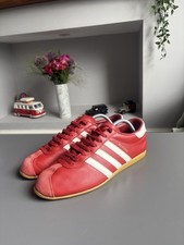 Vintage Adidas Rekord Red Leather UK 9 Rare Retro Casuals Trainers Shoes